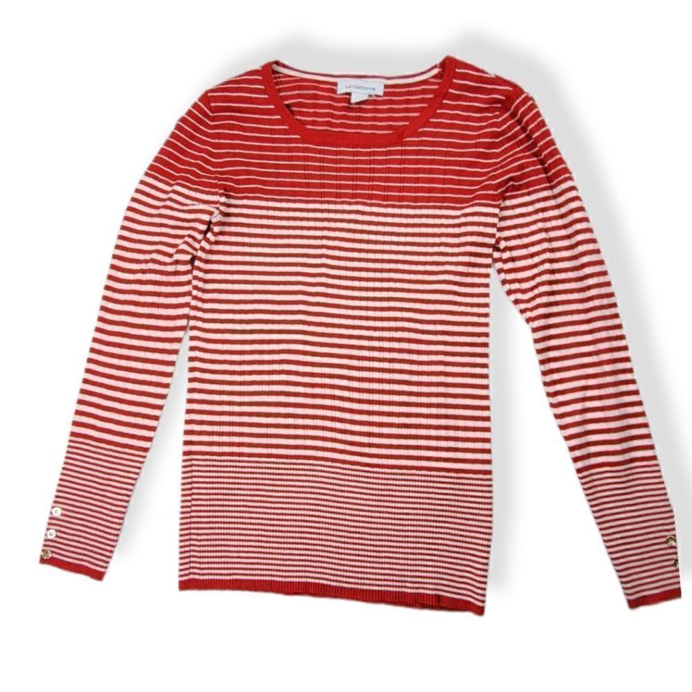 Liz Claiborne Rib knit Striped Top Large